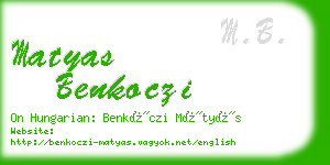 matyas benkoczi business card